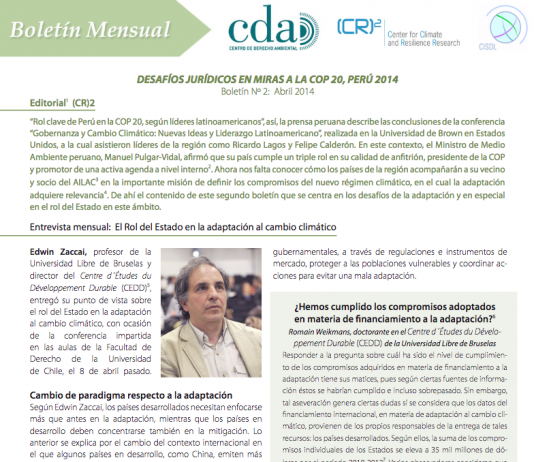 Boletín jurídico Nº2: Desafíos jurídicos en miras a la COP20, Perú 2014 | (CR)2