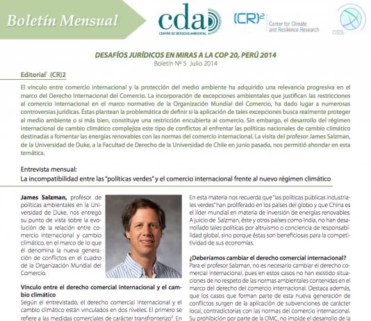 Boletín jurídico Nº5: Políticas verdes y comercio internacional frente al nuevo régimen climático | (CR)2