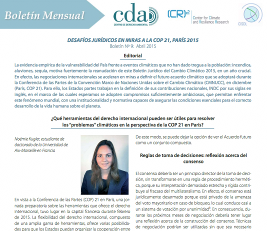 Boletín jurídico Nº9: herramientas del derecho internacional en la perspectiva de la COP 21 | (CR)2