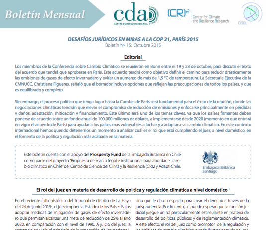 Boletín jurídico Nº15: El rol del juez en el desarrollo de política y regulación climática | (CR)2