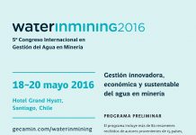 20 de mayo | Water in mining 2016: 5º Congreso internacional en gestión del agua en minería