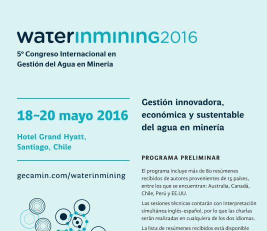 20 de mayo | Water in mining 2016: 5º Congreso internacional en gestión del agua en minería