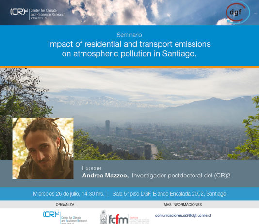 26 de julio | Seminario DGF-(CR)2 «Impact of residential and transport emissions on atmospheric pollution in Santiago»