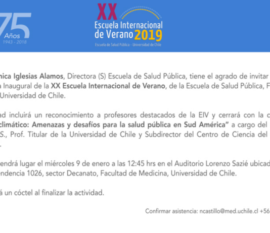 9 de enero | Ceremonia inaugural XX Escuela Internacional de Verano, Escuela de Salud Pública