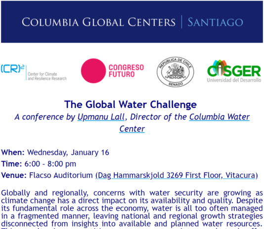 16 de enero | Conferencia «The global water challenge»