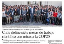 Chile define siete mesas de trabajo científico con miras a la COP25 (El Mercurio)