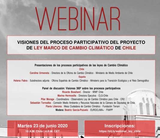 23 de junio | Webinar «Visiones del proceso participativo del proyecto de ley marco de Cambio Climático de Chile»