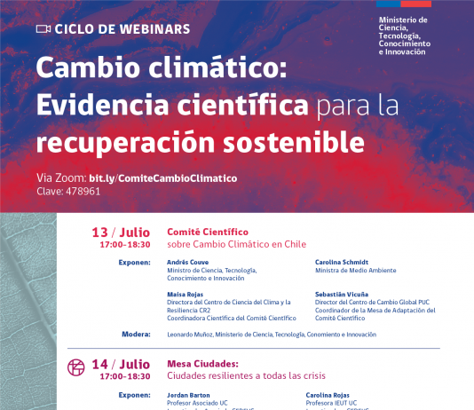 Del 13 al 23 de julio | Ciclo de webinar “Cambio climático: Evidencia científica y recuperación resiliente y sostenible”