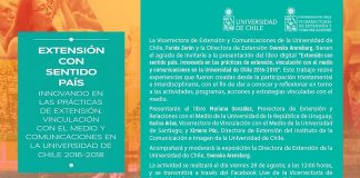 28 de agosto | «Extensión con sentido país. Innovando en las prácticas de extensión, vinculación con el medio y comunicaciones en la Universidad de Chile 2016-2018»