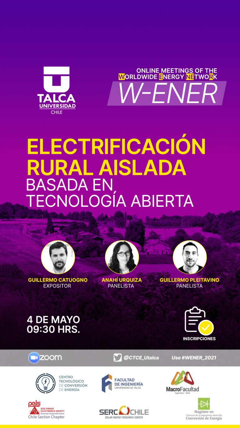 4 de mayo | Online meetings of the Worldwide Energy Network W-ENER «Electrificación Rural Aislada Basada en Tecnología Abierta»