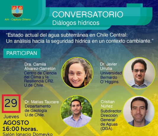 29 de agosto | Conversatorio Diálogos hídricos: «Estado actual del agua subterránea en Chile Central: Un análisis hacia la seguridad hídrica en un contexto cambiante»