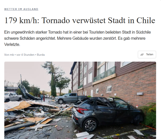 179 km/h: Tornado verwüstet Stadt in Chile (weather.com)