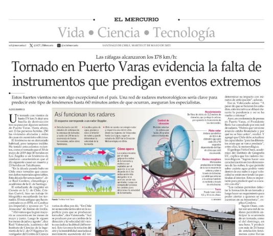 Tornado en Puerto Varas evidencia la falta de instrumentos que predigan eventos extremos (El Mercurio)