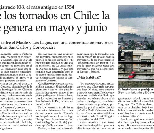 Análisis de los tornados en Chile: la mayoría se genera en mayo y junio (El Mercurio)