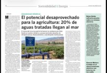 El potencial desaprovechado para la agricultura: 20% de aguas tratadas llegan al mar (El Mercurio)