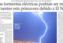 Las tormentas eléctricas podrían ser más frecuentes esta primavera debido a El Niño (El Mercurio)